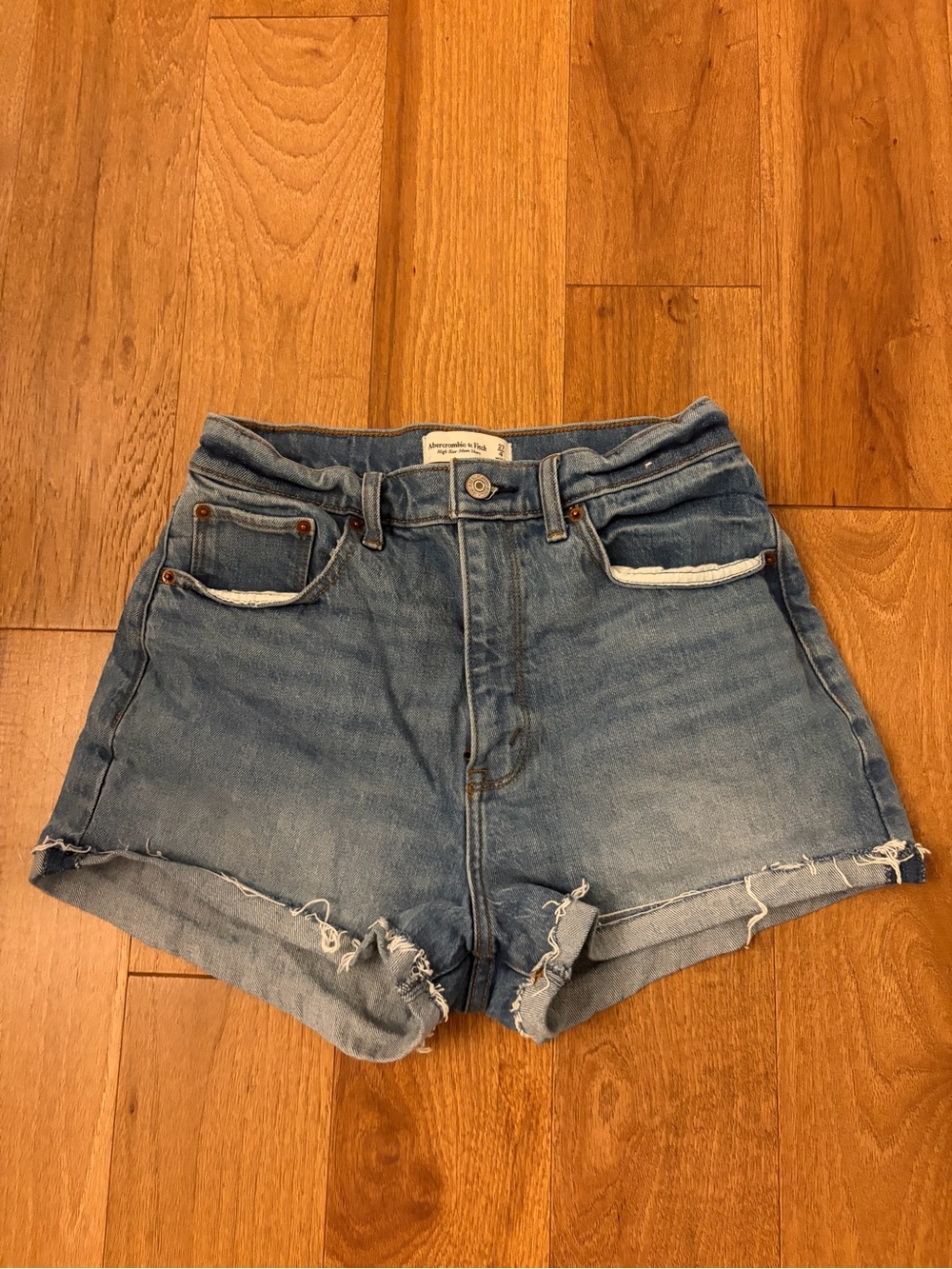 Abercrombie & Fitch Light Blue Distressed Denim Shorts